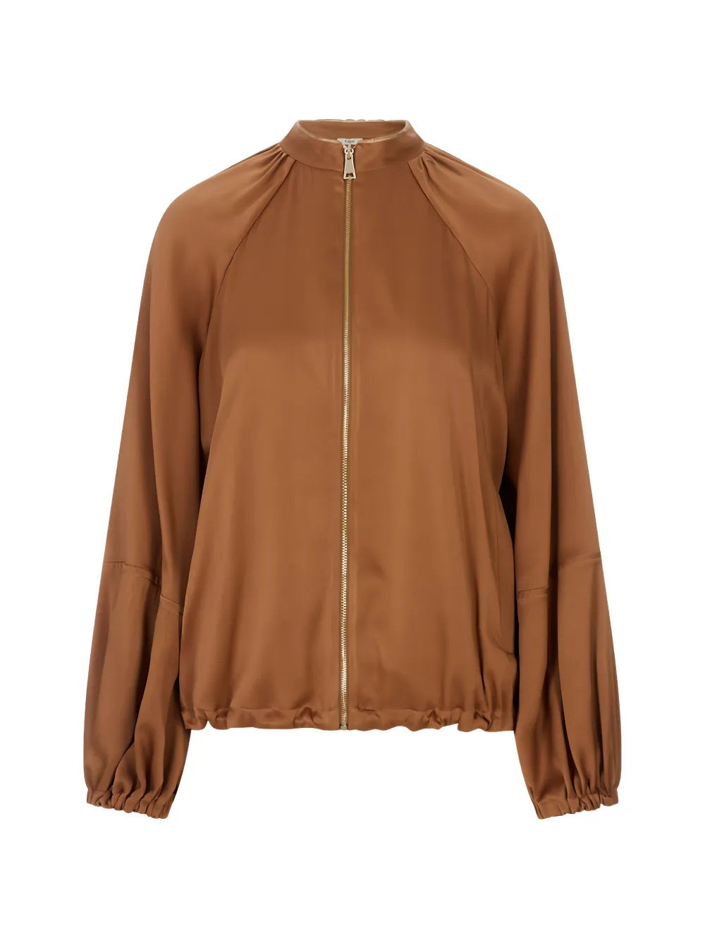 Fabiana Filippi pleated-sleeve zip-up jacket - Marrone