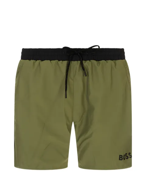 BOSS logo-print drawstring swim shorts