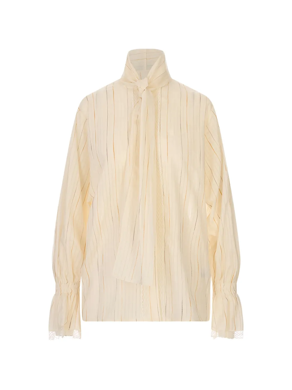 Fabiana Filippi pussy-bow lace-trim blouse - Toni neutri