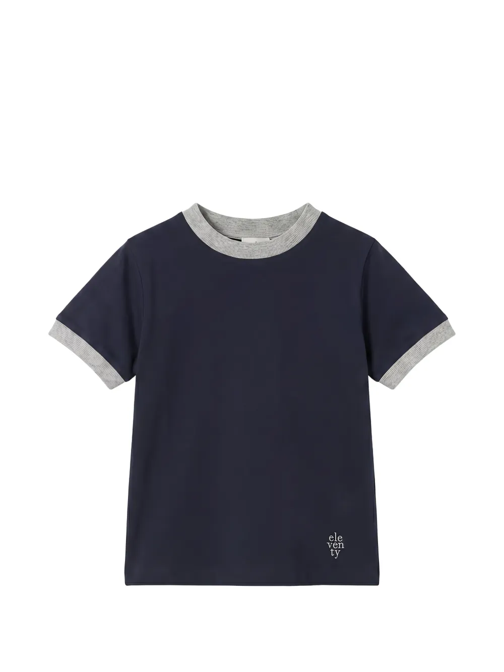 Eleventy Kids contrast-trim logo-print T-shirt - Blu
