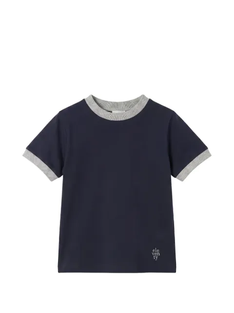 Eleventy Kids contrast-trim logo-print T-shirt