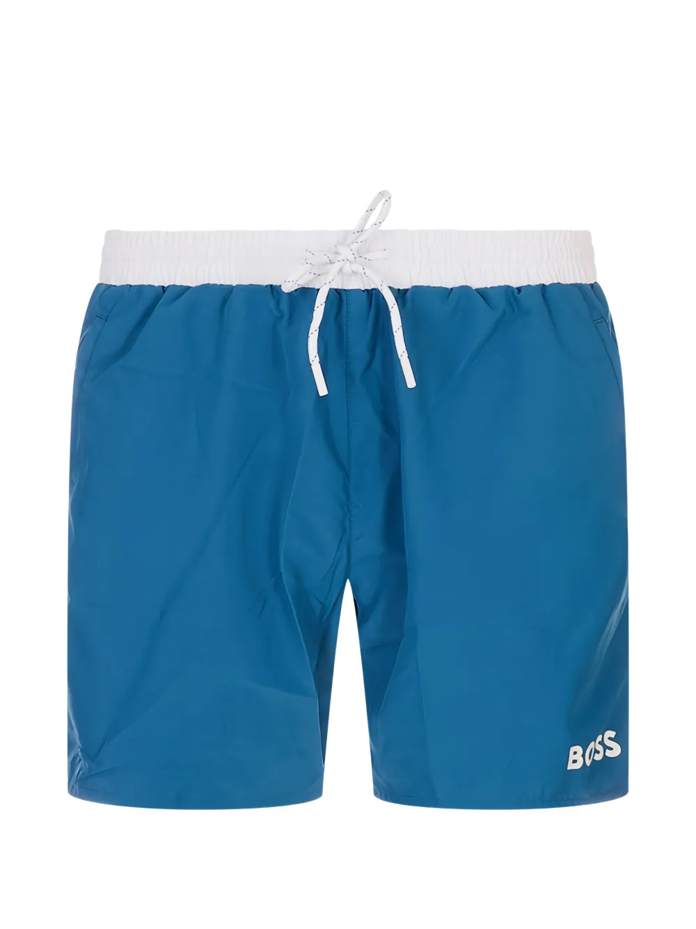 BOSS logo-print drawstring swim shorts - Blau