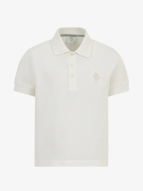 Eleventy Kids logo-embroidered polo shirt