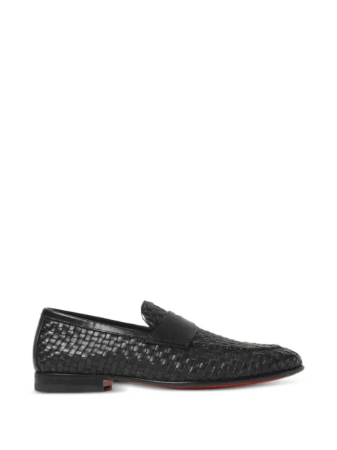 Santoni Gwendal woven leather loafers