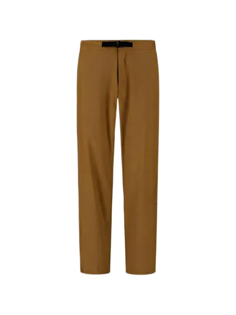 Laminar woven belt-strap trousers
