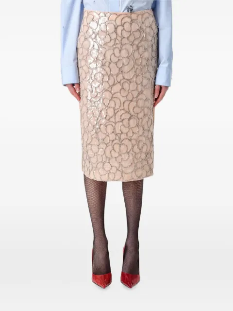 DES PHEMMES falda midi con lentejuelas y cristales