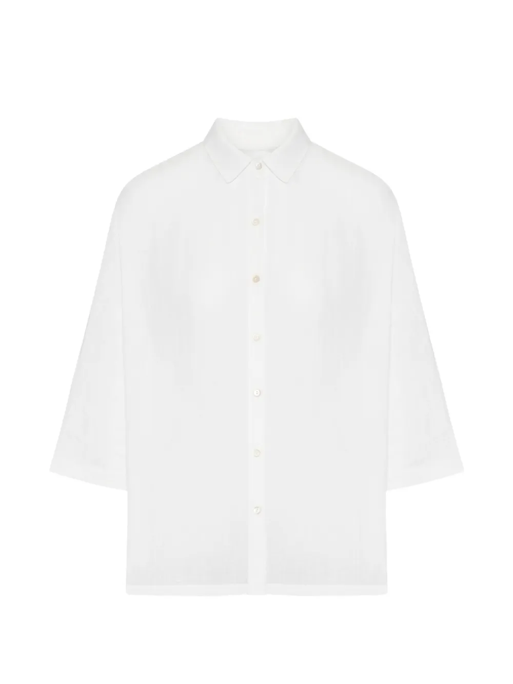 120% Lino oversized three-quarter sleeve shirt - Bianco