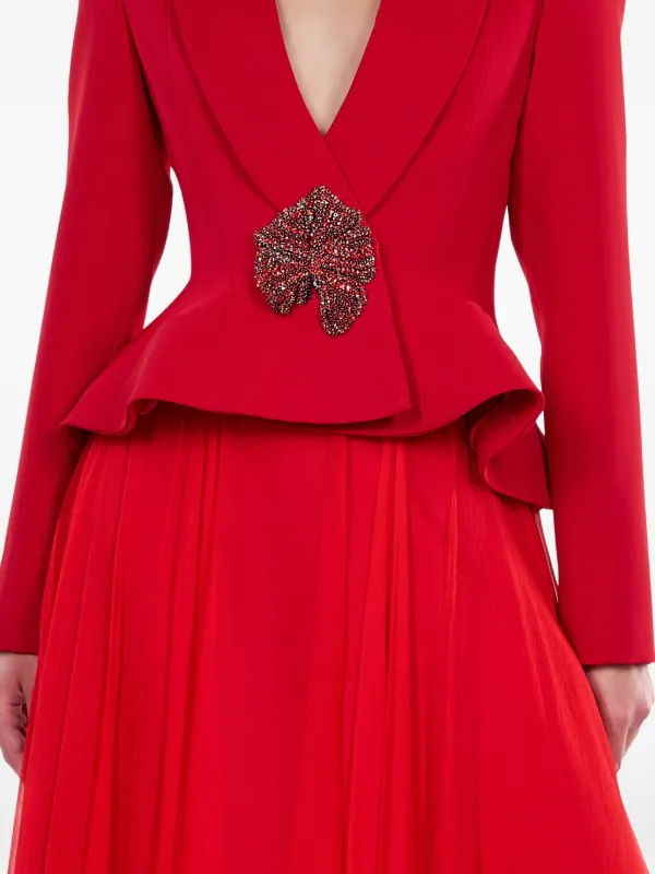 ARAFTU crystal-embellished Peplum Dress | Red | FARFETCH BH