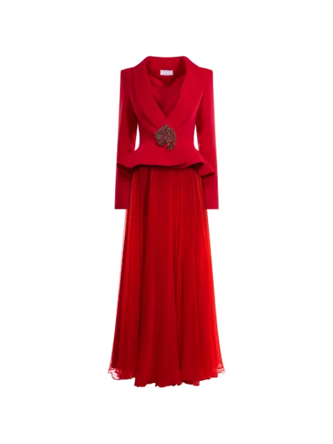 ARAFTU crystal-embellished peplum dress