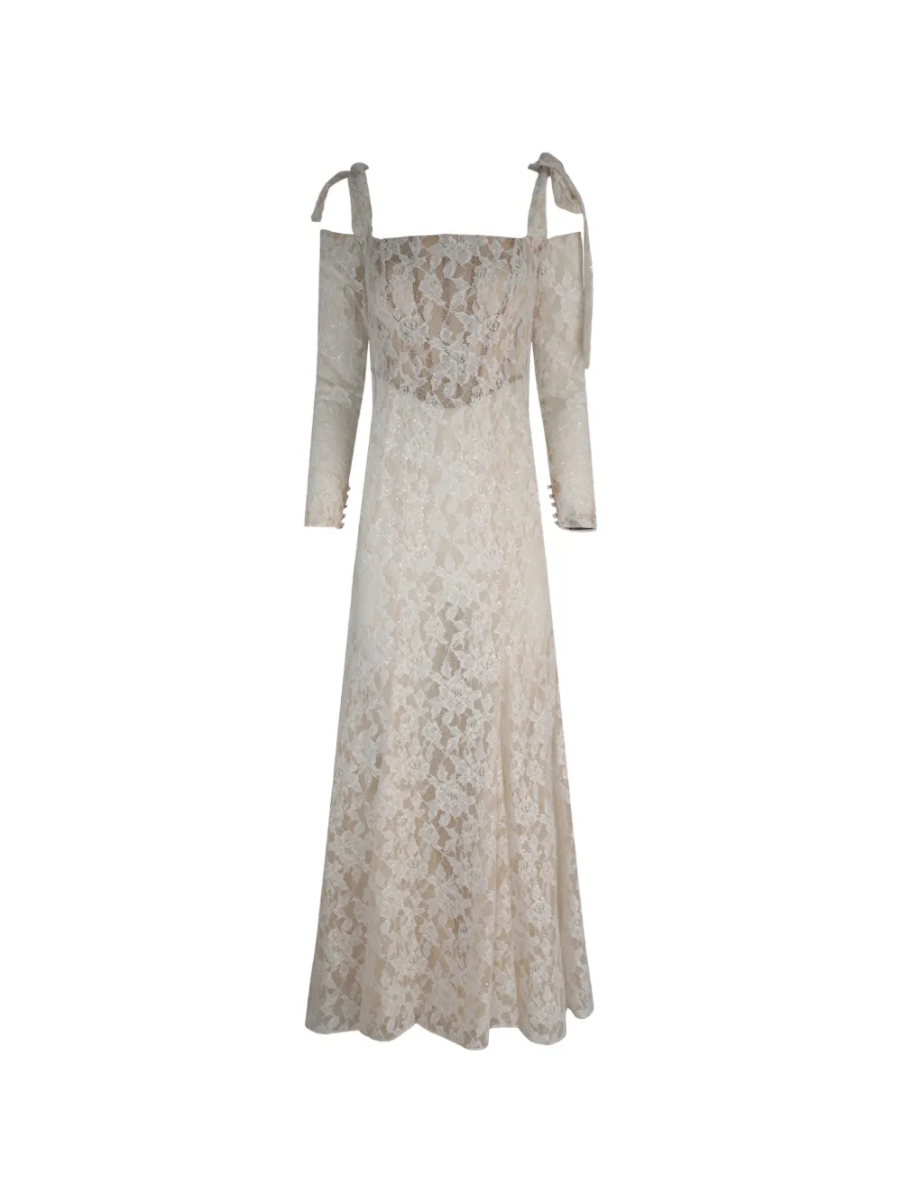 Galia Lahav Camellia Lace-overlaid Maxi Dress In White
