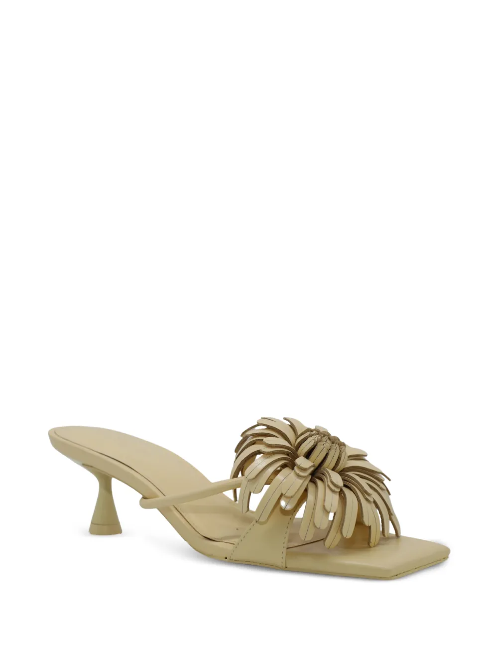 Cult Gaia Alora floral-appliqué heeled sandals Beige