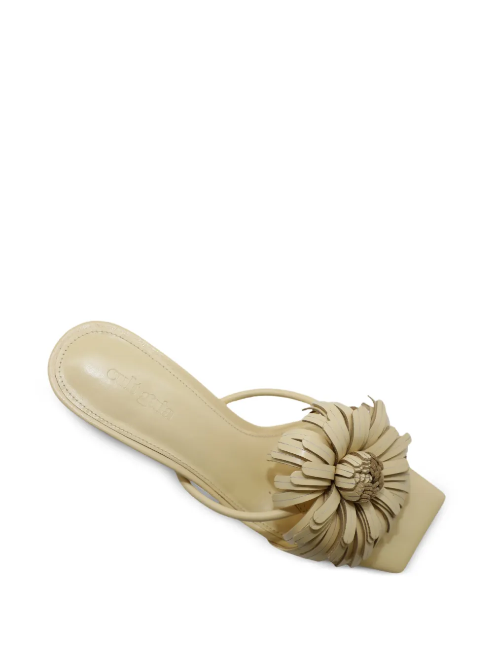 Cult Gaia Alora floral-appliqué heeled sandals Beige