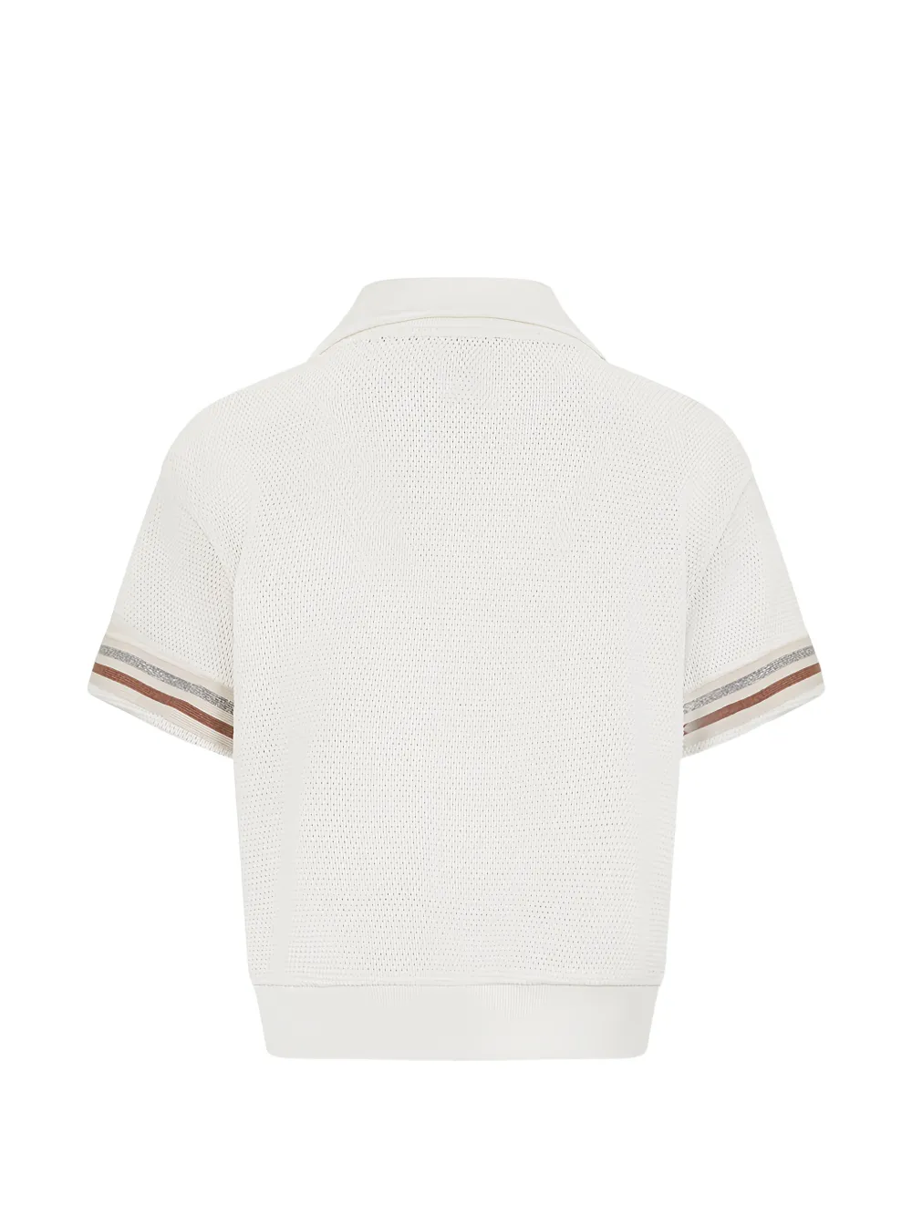 Eleventy Kids Mesh poloshirt met kwart rits Wit