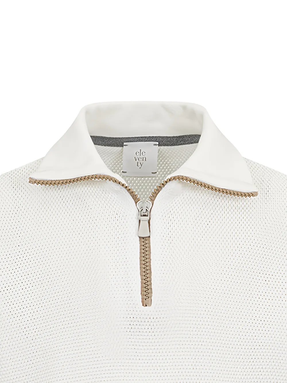 Eleventy Kids Mesh poloshirt met kwart rits Wit