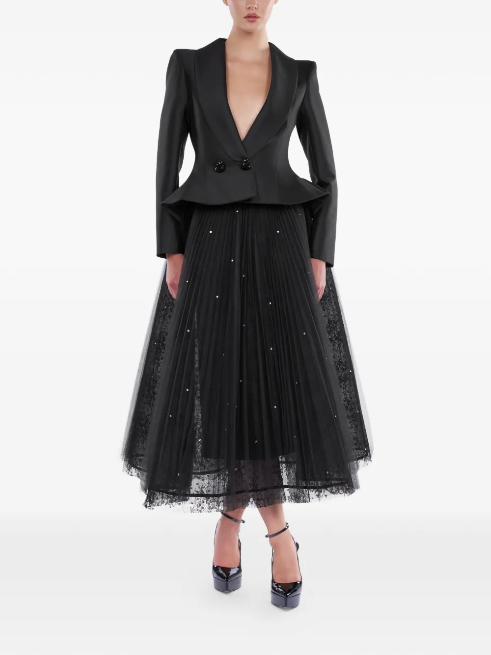 ARAFTU pleated peplum dress - Nero