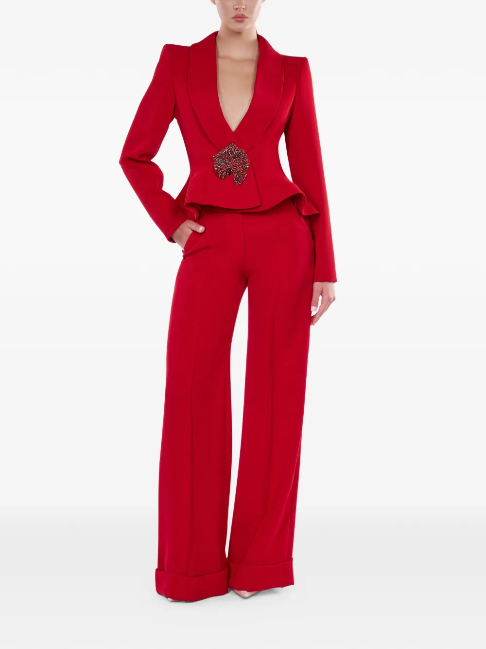  Araftu Mono Con Peplum - Rojo 