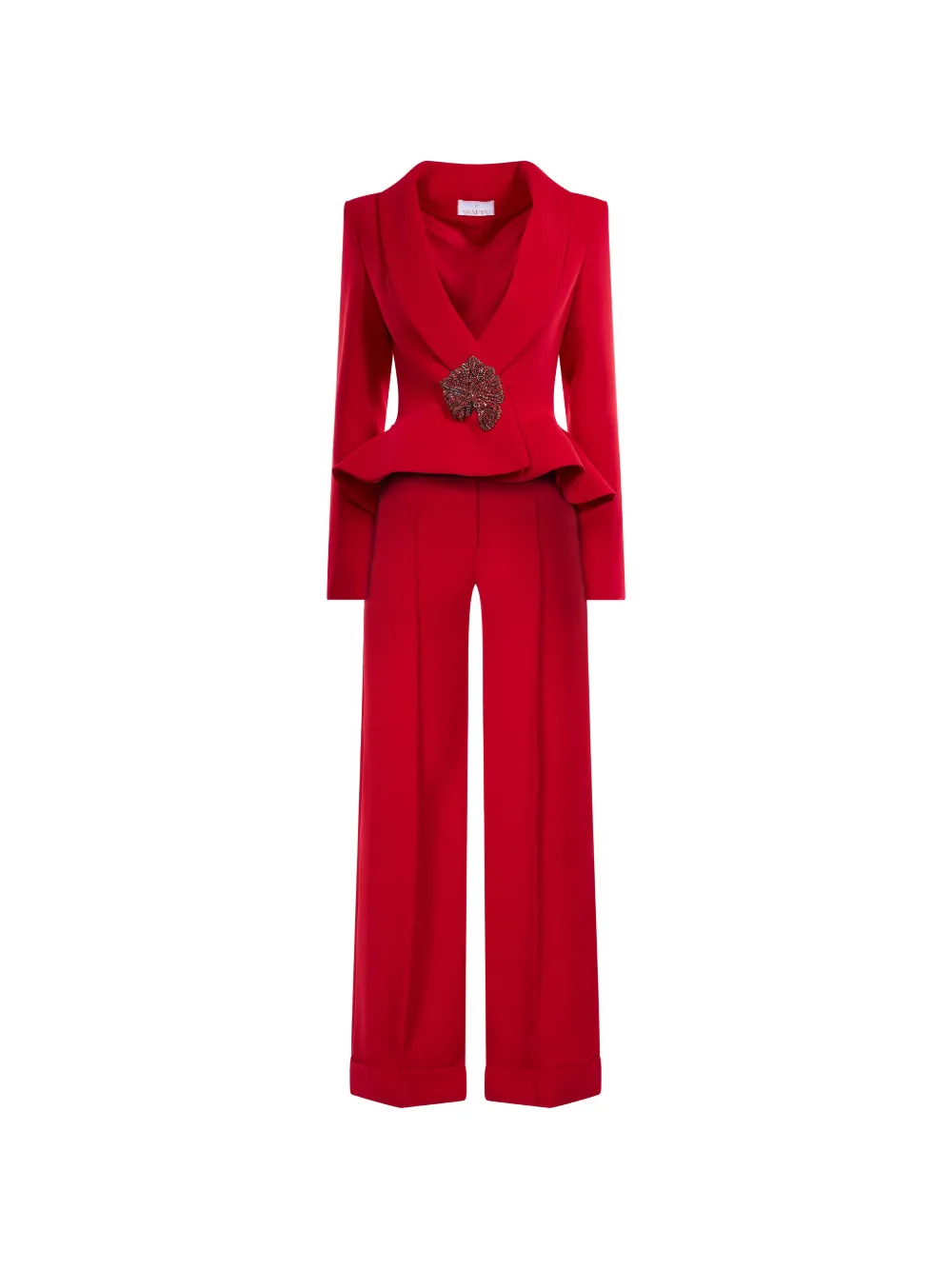 ARAFTU peplum crystal-embellished jumpsuit - Rosso