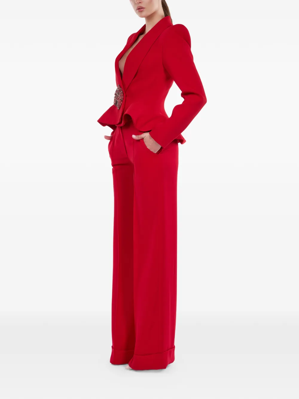  Araftu Mono Con Peplum - Rojo 