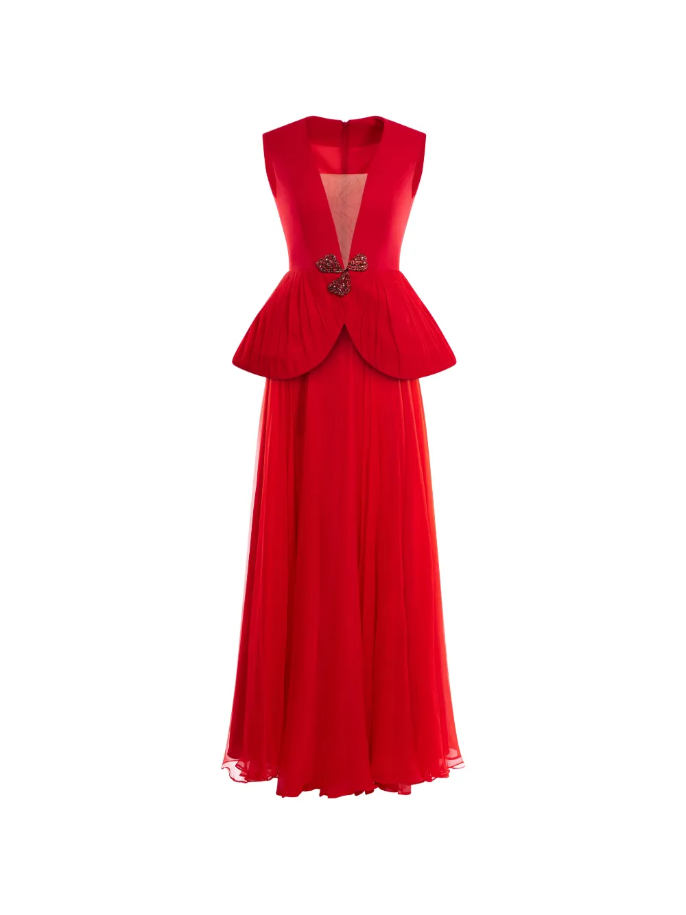ARAFTU pleated peplum dress - Rot