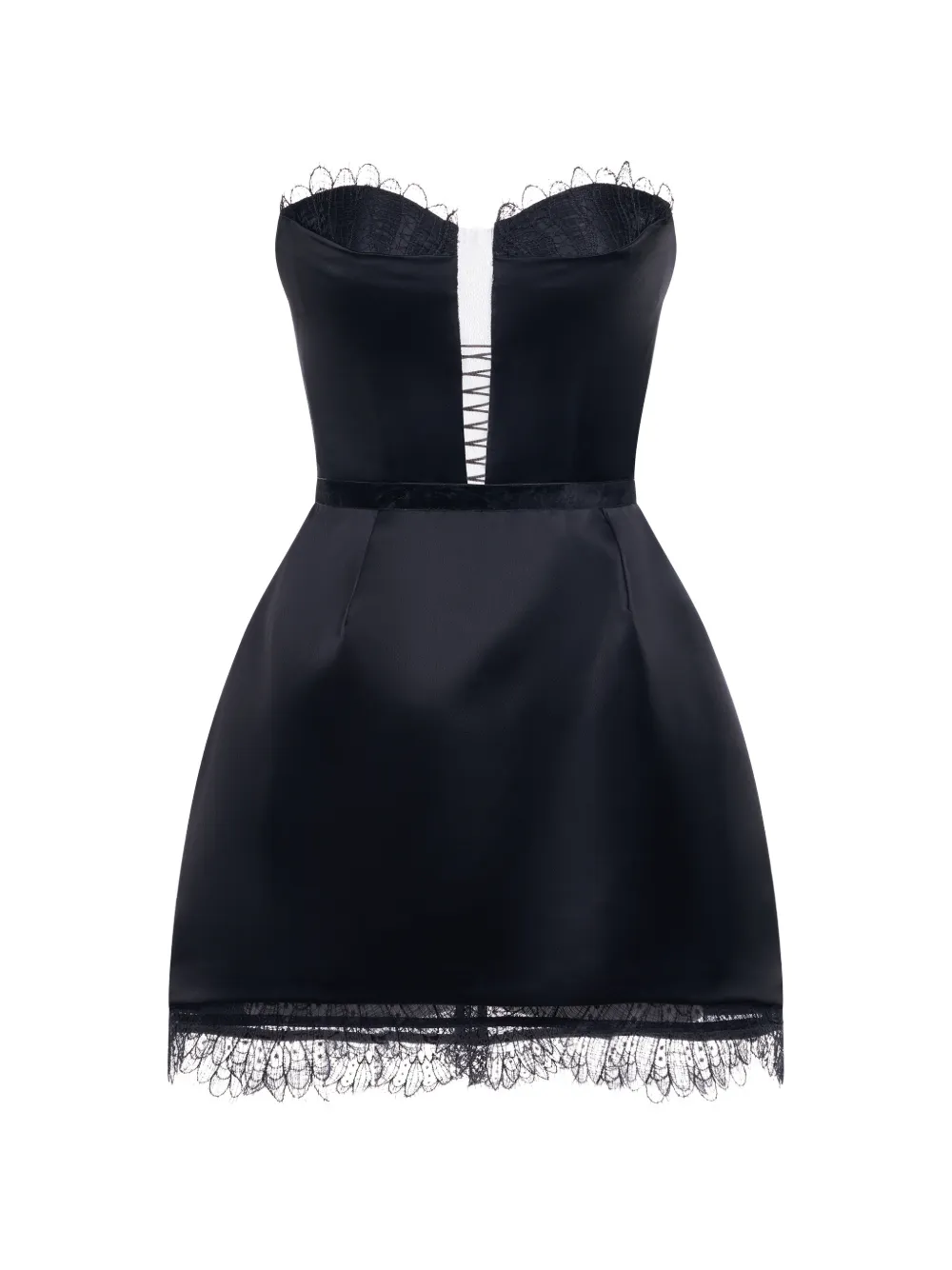 ARAFTU lace-trimmed strapless dress - Nero