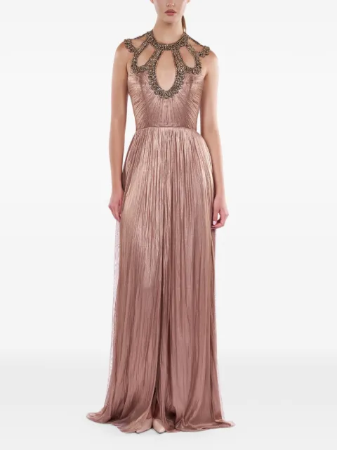 ARAFTU crystal-embellished plissé gown
