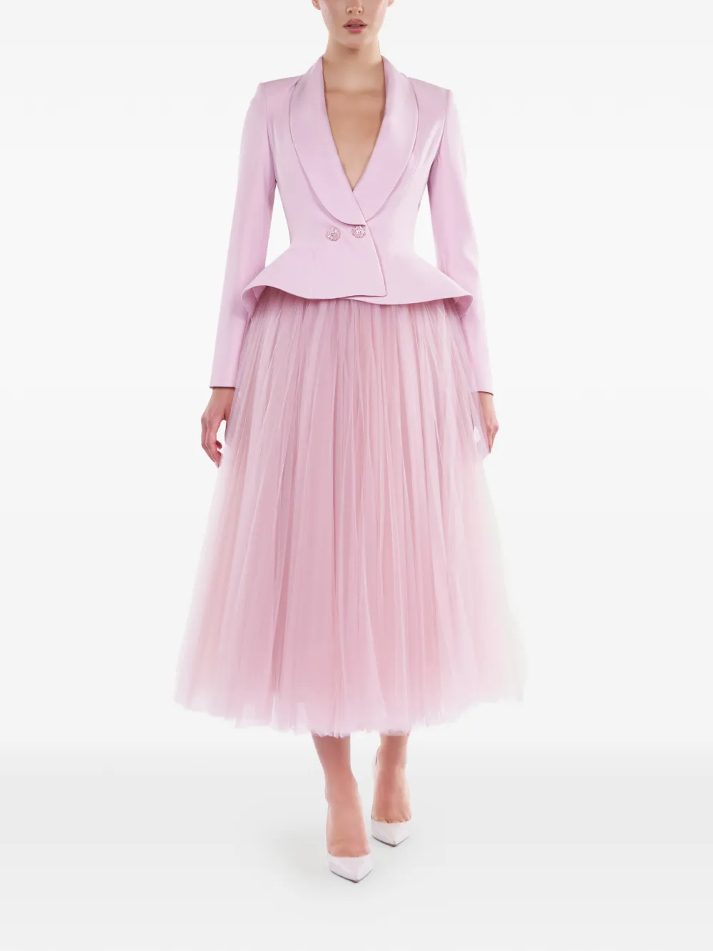 ARAFTU Peplum jurk met tulen rok Roze