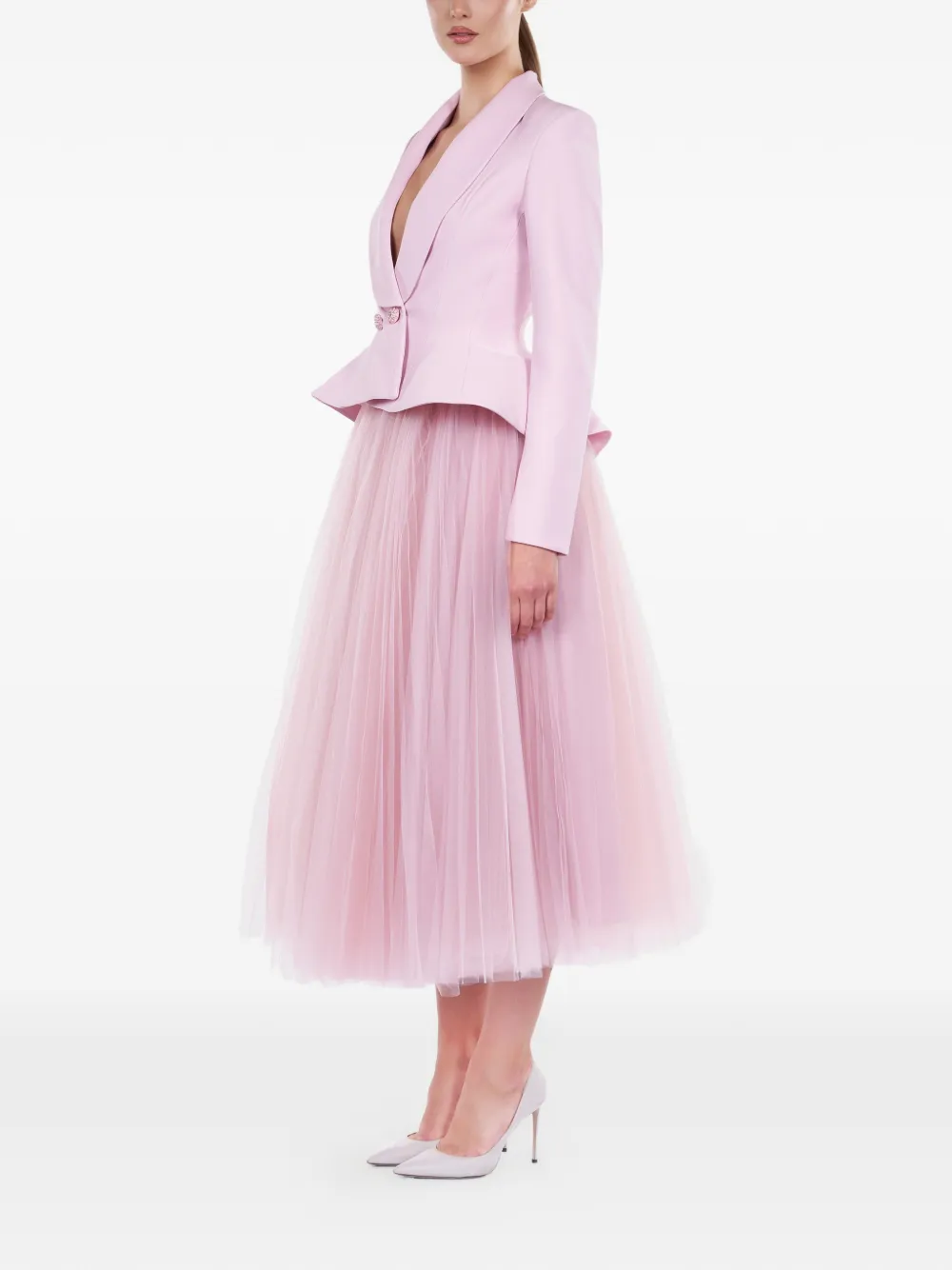 ARAFTU Peplum jurk met tulen rok Roze
