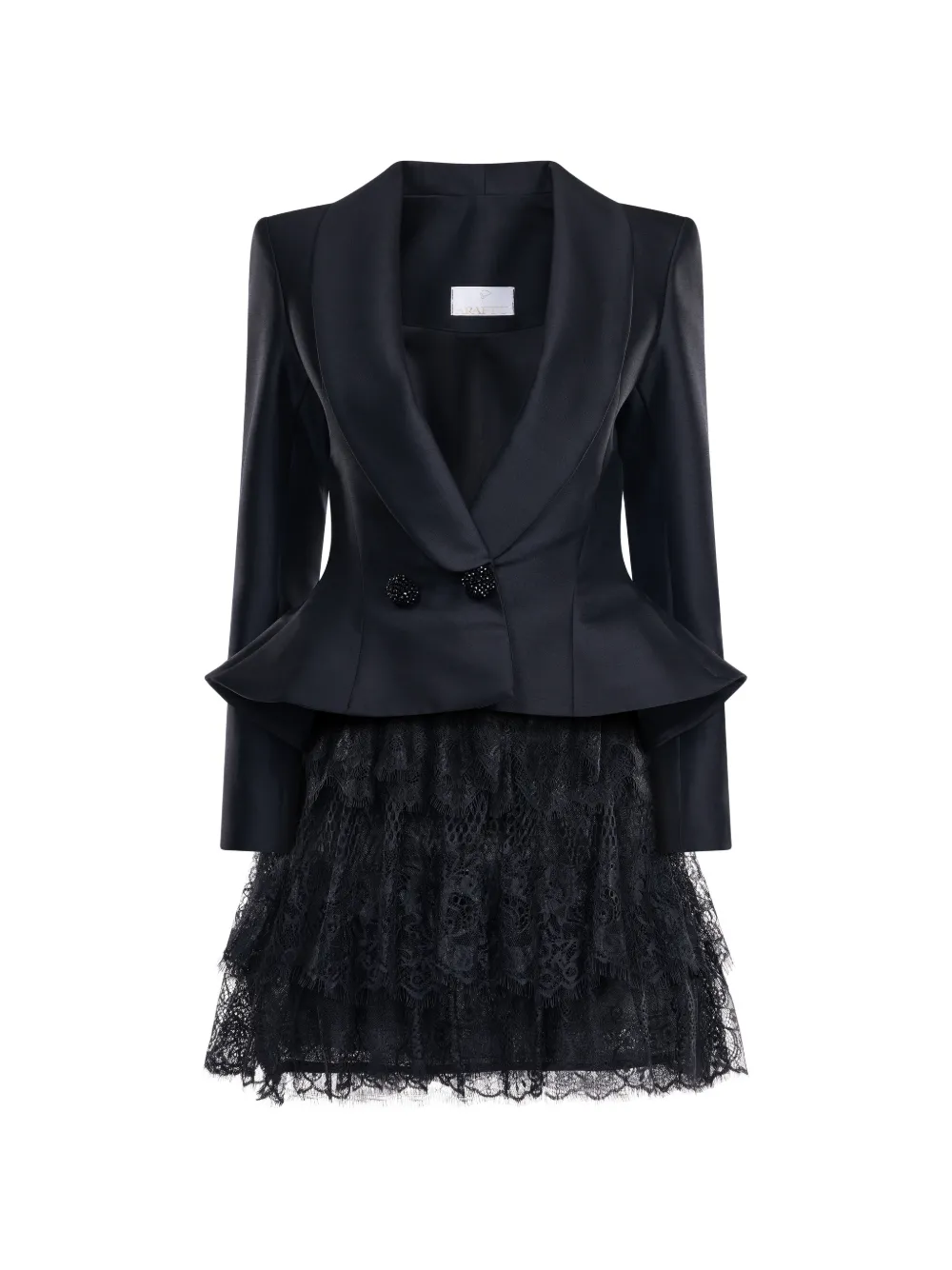 ARAFTU lace-tiered peplum dress - Nero