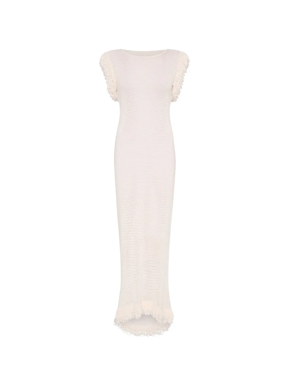 Paris Georgia fringed-trim crochet-knit maxi dress