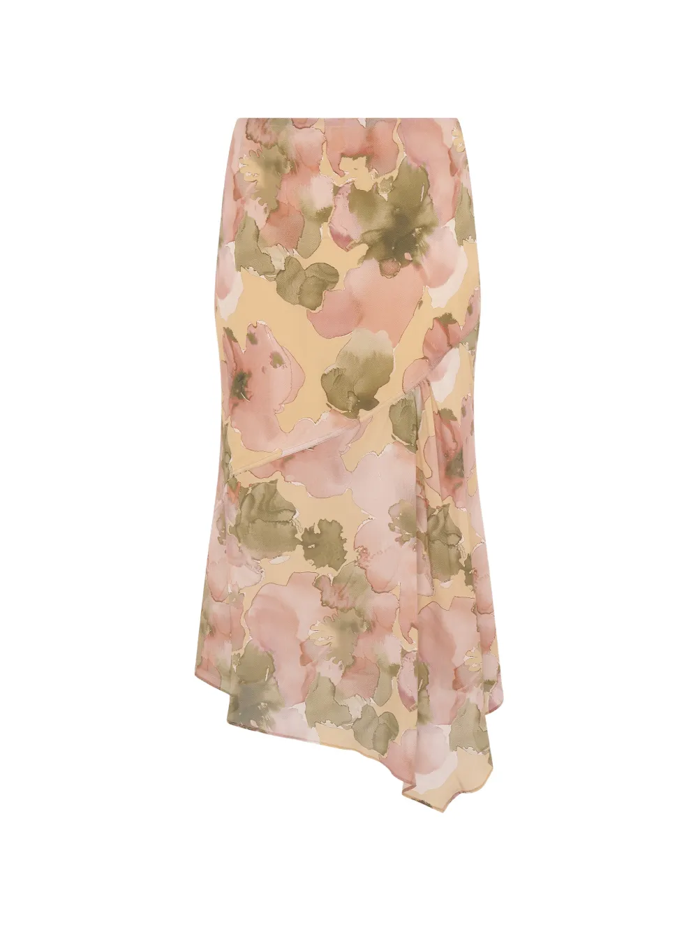 Paris Georgia Mae floral-print asymmetric-hem midi skirt - Rosa