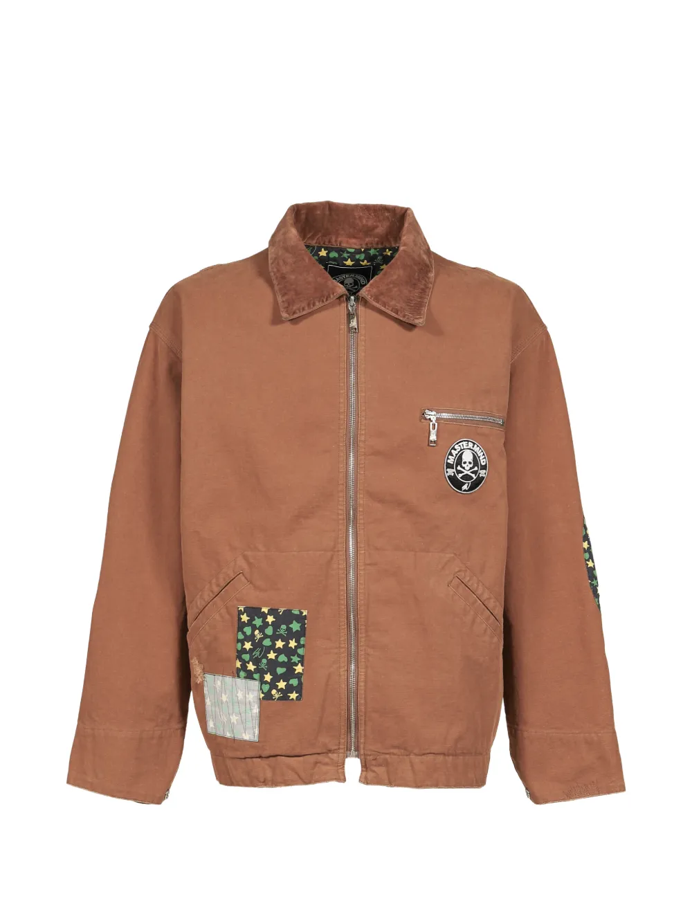 Mastermind Japan x SWJP corduroy-collar jacket - Marrone