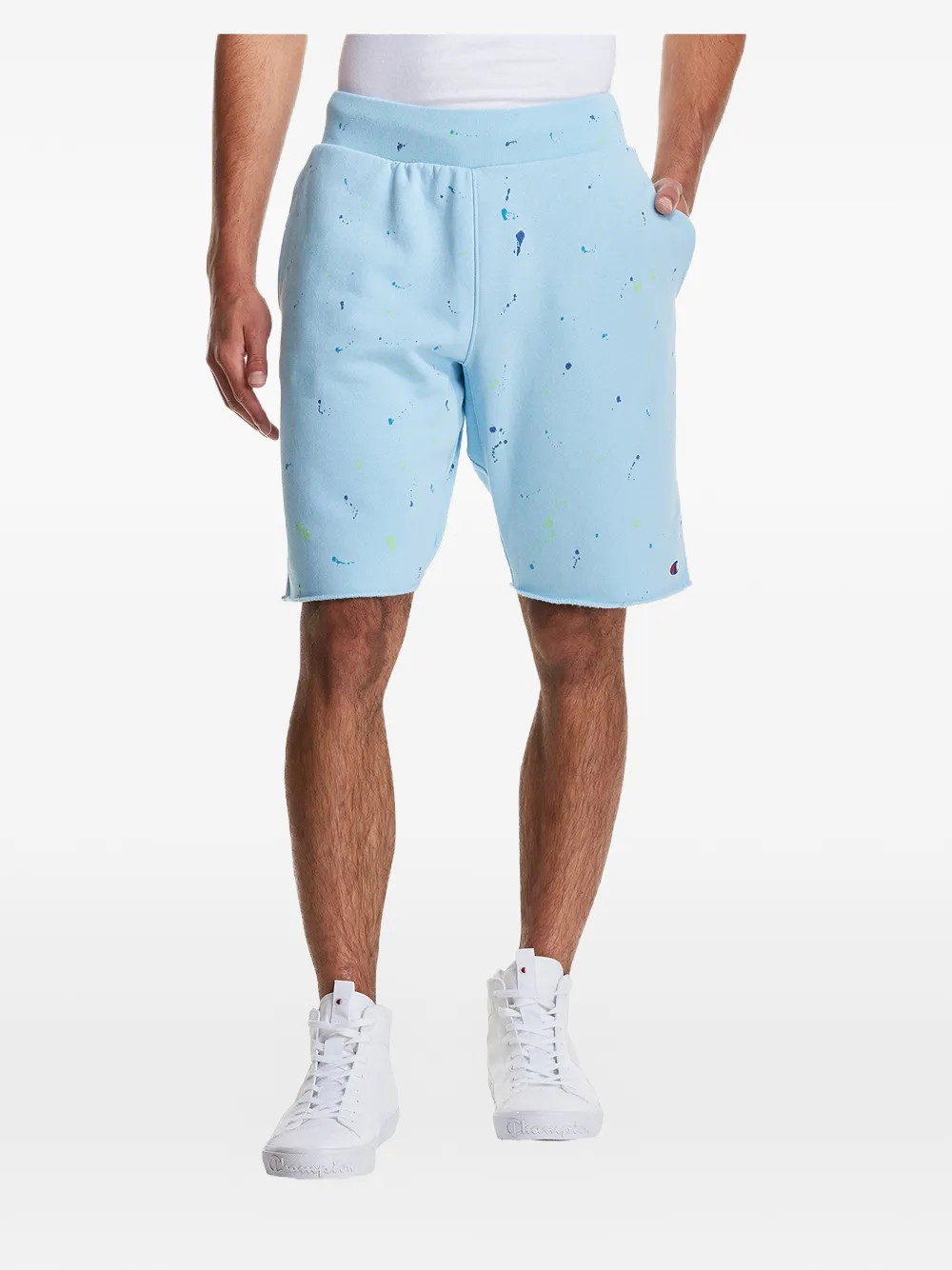 Champion Reverse Weave paint-splatter shorts - Blau