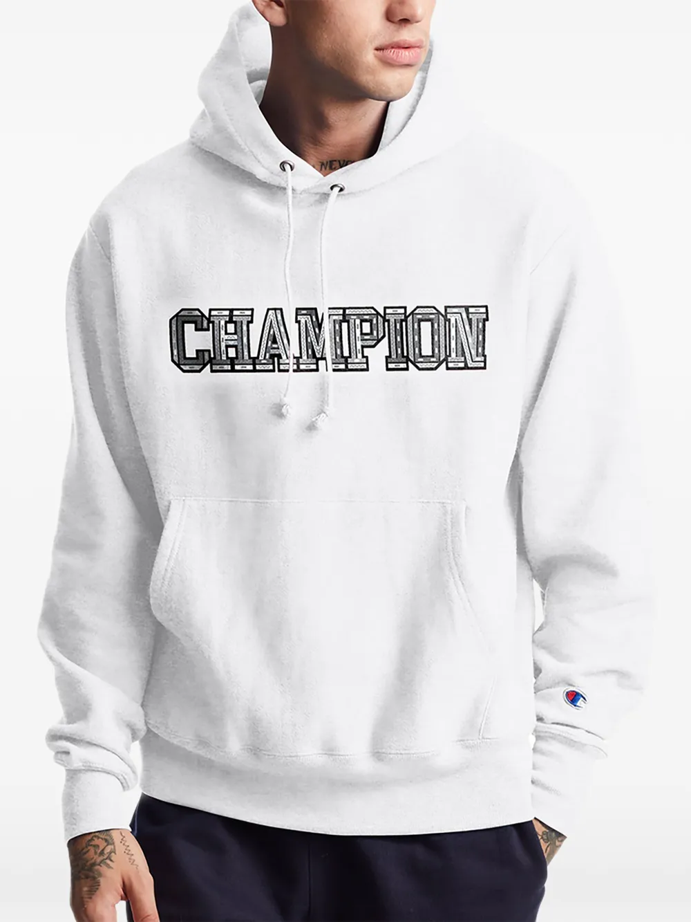 Champion C-Life Reverse Weave logo-print hoodie - Weiß