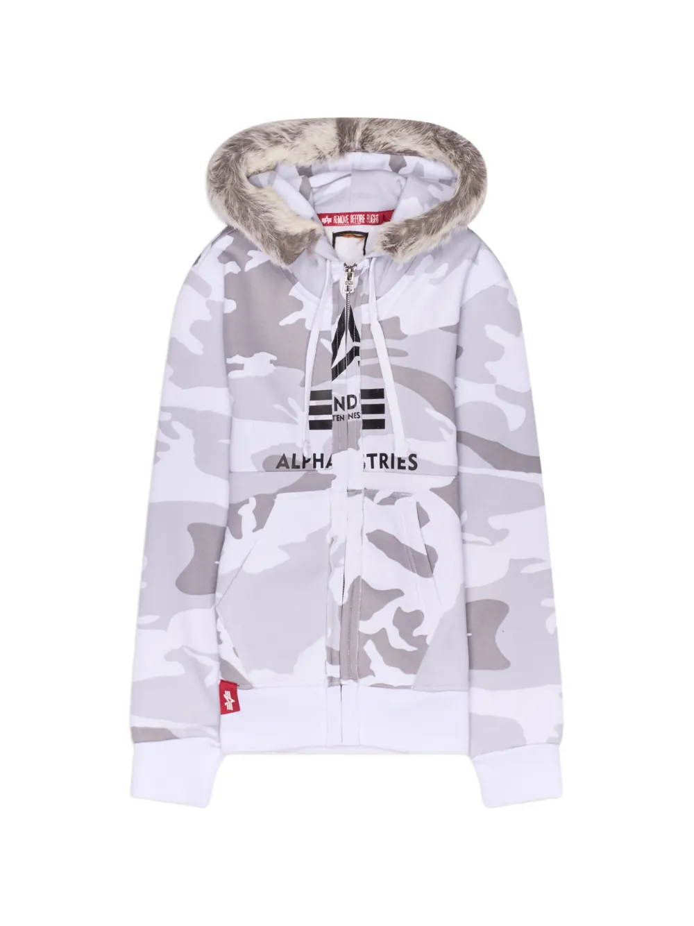 PROTOTYPES camouflage-print fur-trimmed hoodie - Bianco