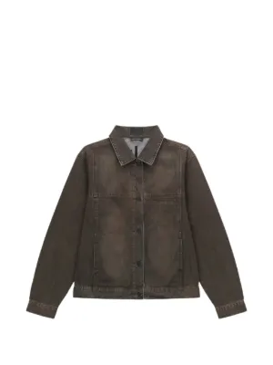 SANDRO デニムジャケット | ブラウン | FARFETCH JP