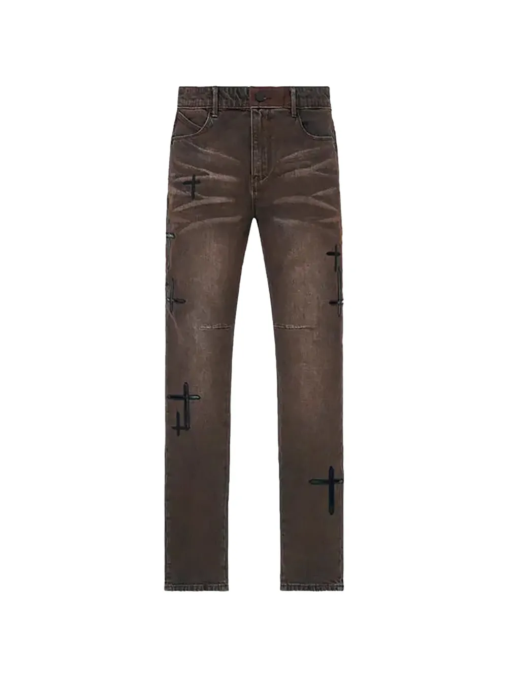 RTA Bryant cross-patch skinny jeans - Braun