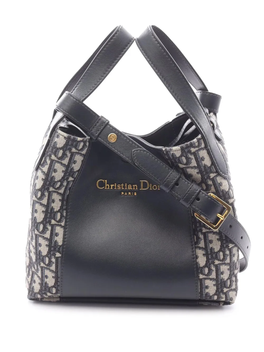 Christian Dior Pre-Owned 2021-2026 Small Oblique Canvas and Leather Signature Bucket Bag satchel - Blau