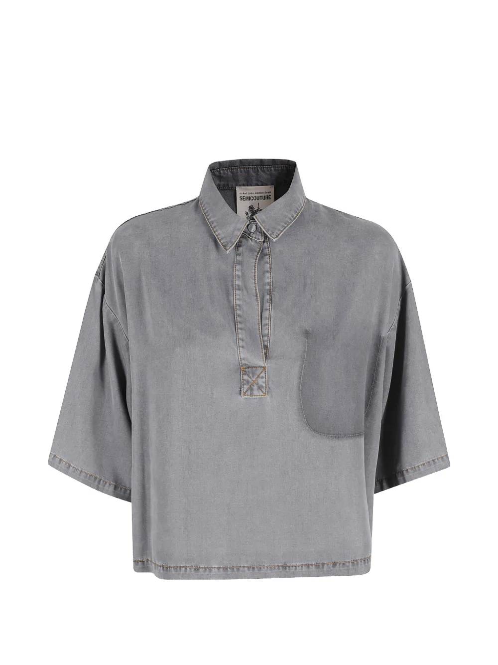 Semicouture Shana faded-effect polo shirt - Grigio