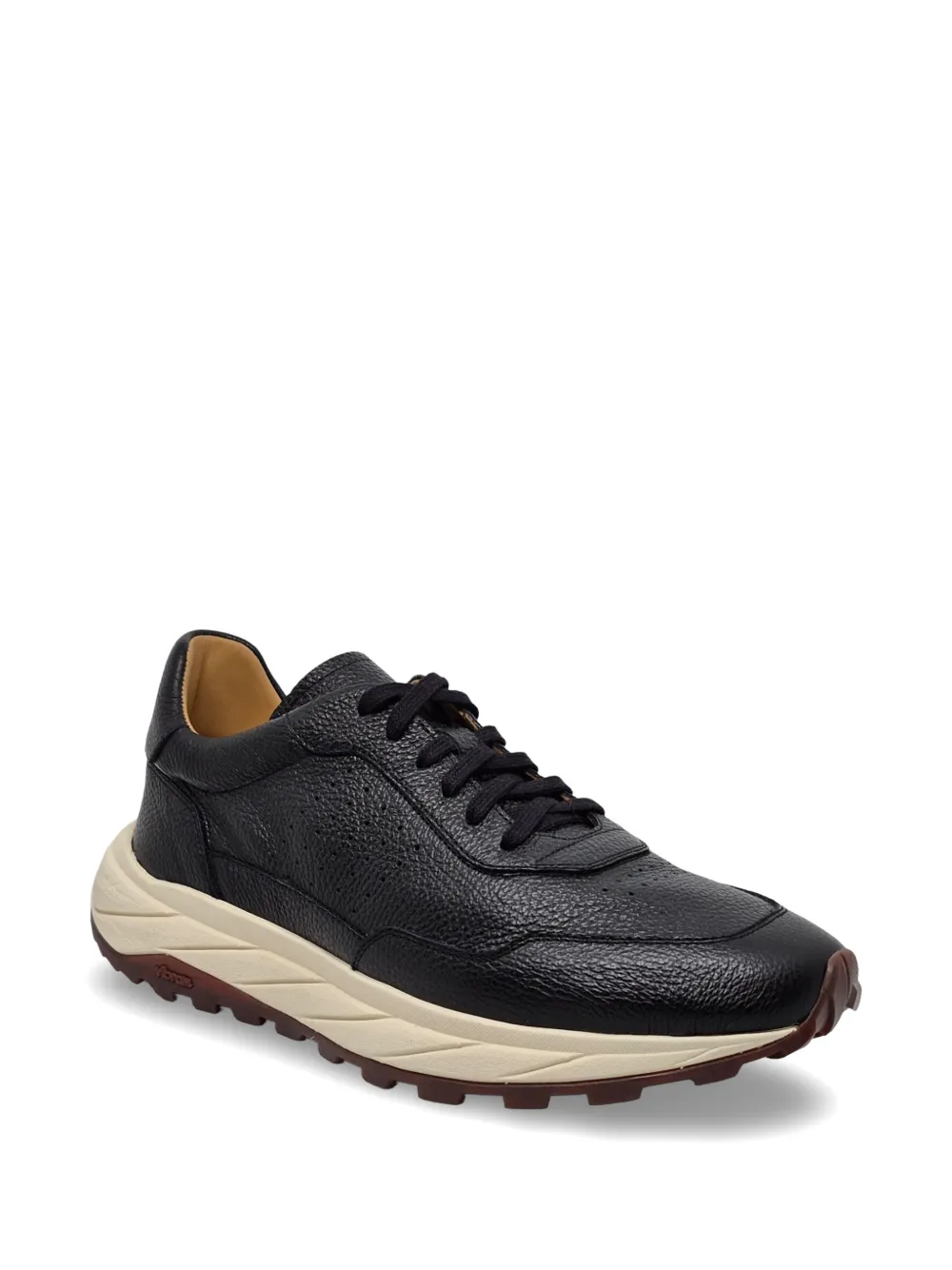 Henderson Baracco grainy-leather sneakers Zwart