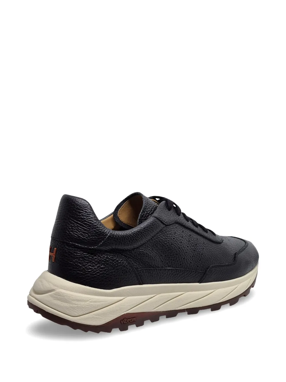 Henderson Baracco grainy-leather sneakers Zwart