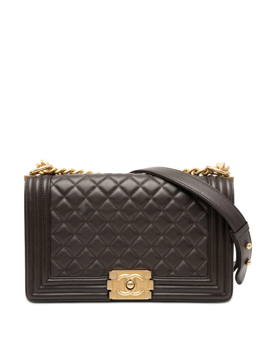 CHANEL Pre-Owned 2018 Old Medium Quilted Lambskin Boy Flap crossbody bag - Marrone