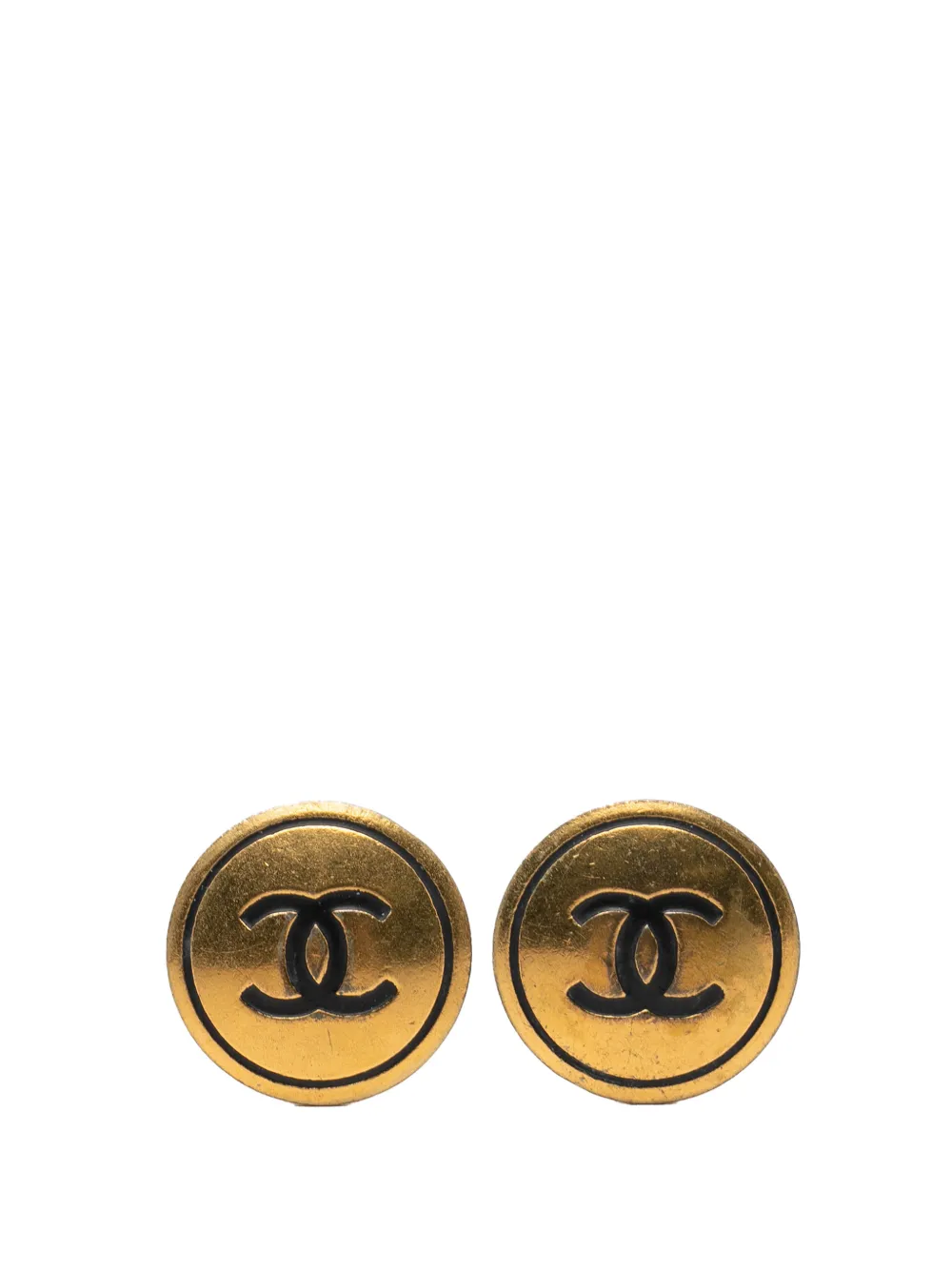 CHANEL Pre-Owned 1994 CC Gold Plated Round Clip On Earrings costume earrings - Oro