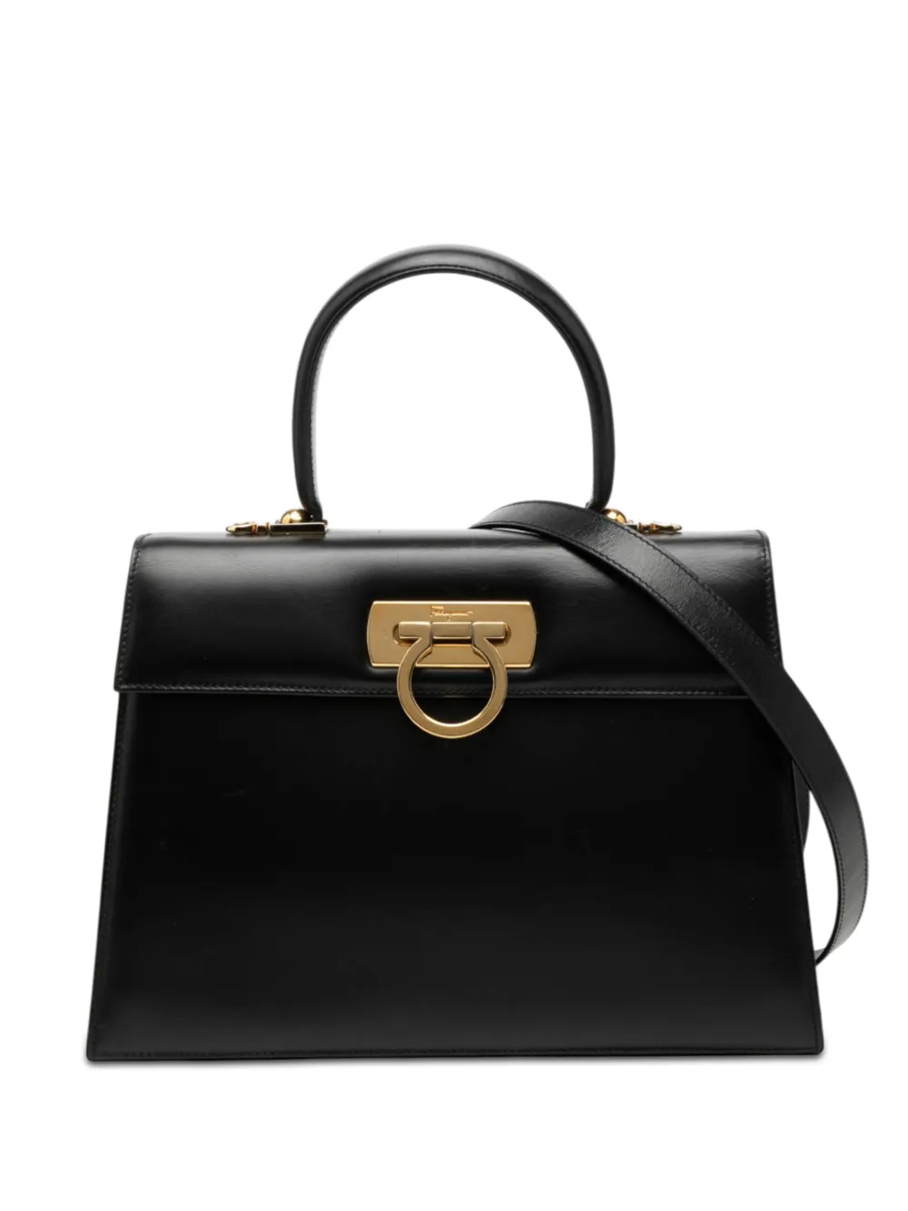Ferragamo Pre-Owned 2000-2026 Smooth Calfskin Gancini Iconic Top Handle Bag satchel - Nero