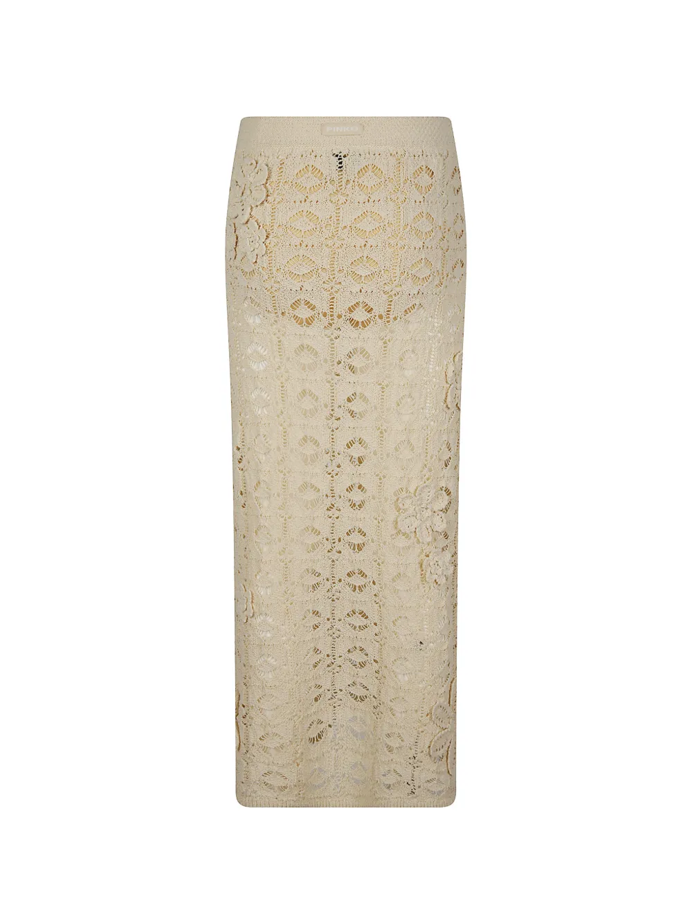 PINKO Gehaakte midi-rok met bloemapplicatie Beige