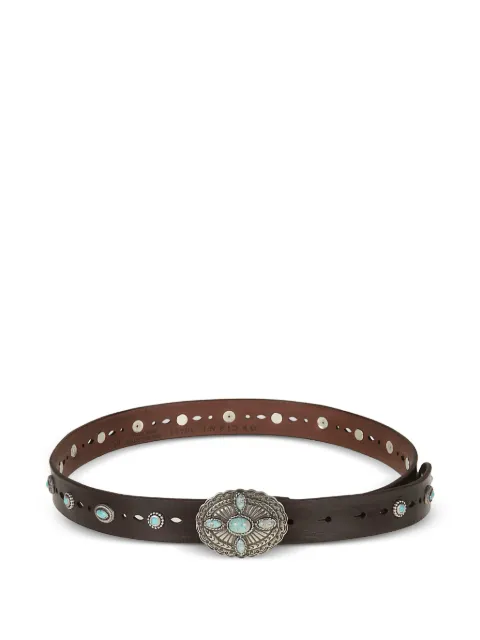 Orciani turquoise-embellished perforated belt
