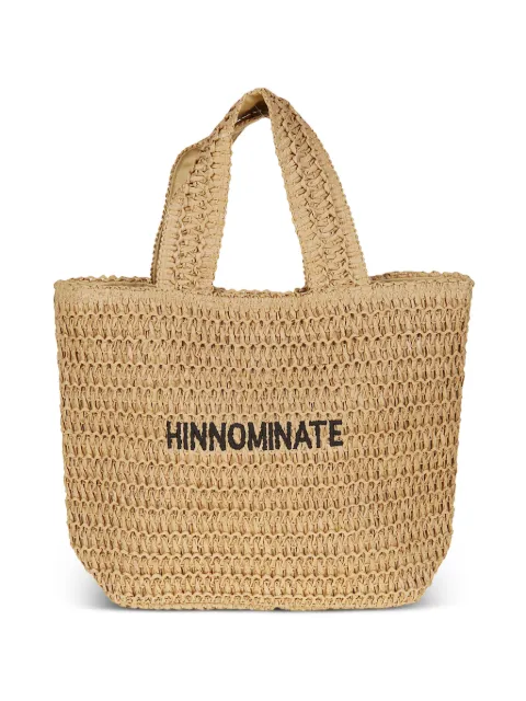 HINNOMINATE logo-embroidered straw tote bag