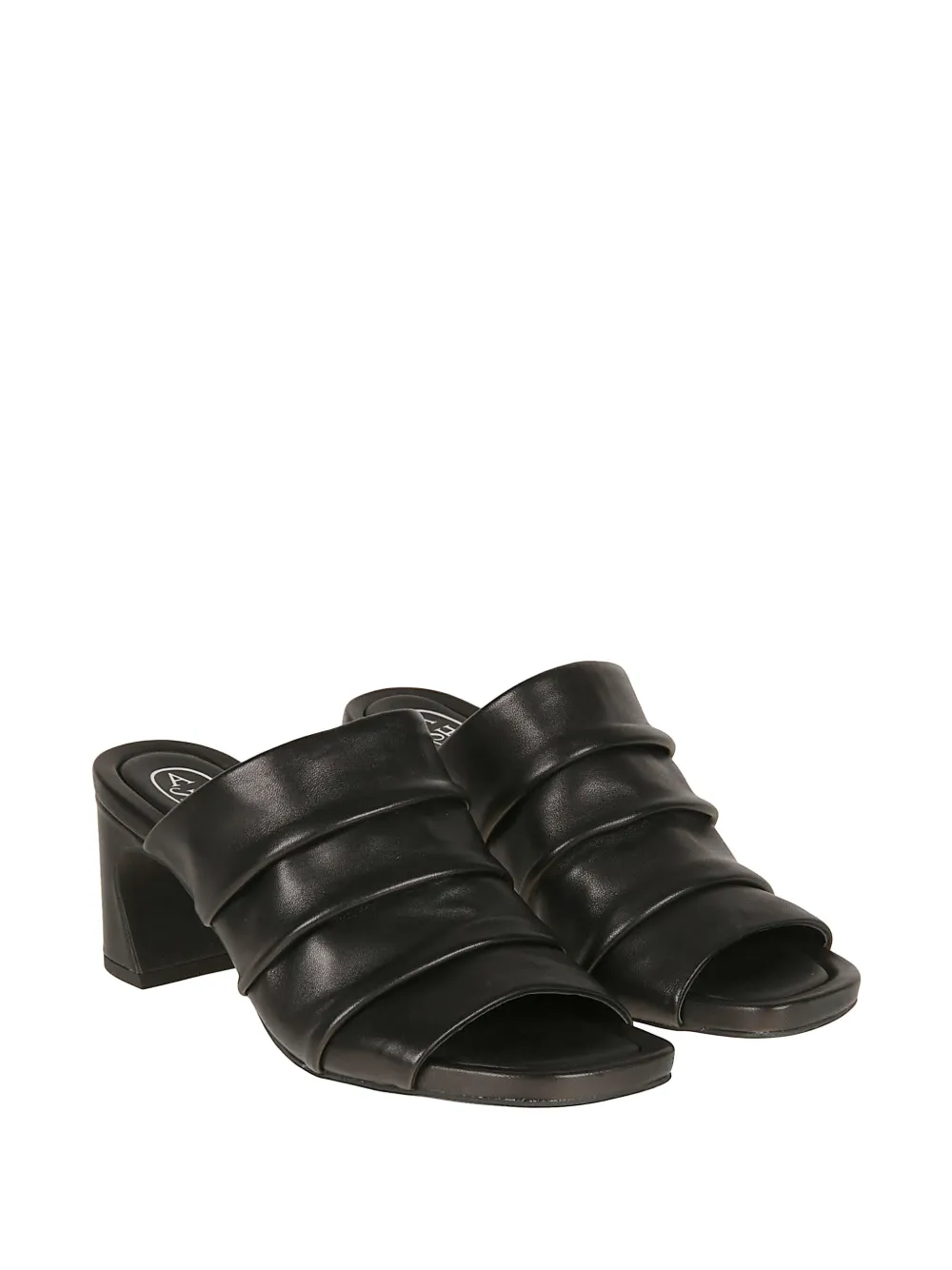 Ash Ruched Leather Mules In Black
