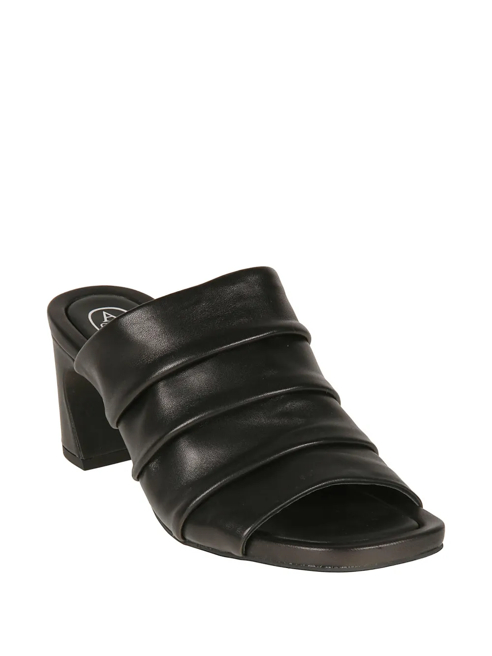 Ash Ruched Leather Mules In Black