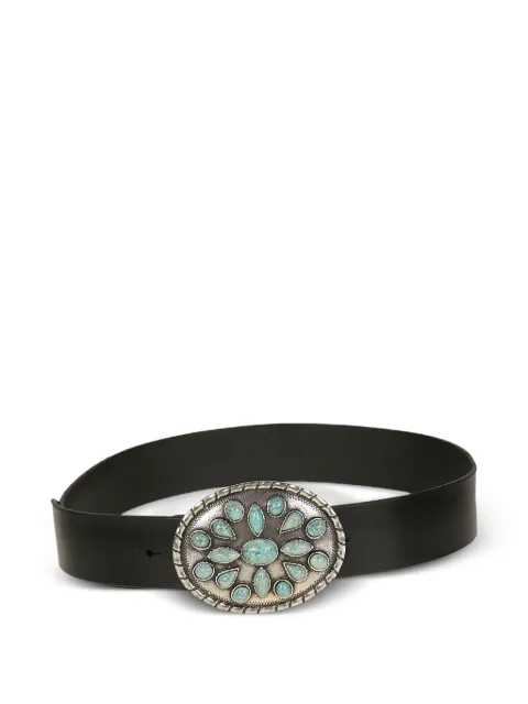 Orciani turquoise-embellished leather belt