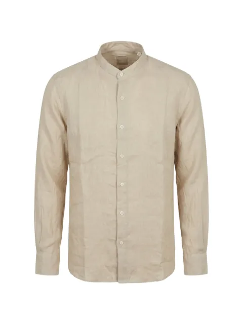 120% Lino band-collar linen shirt